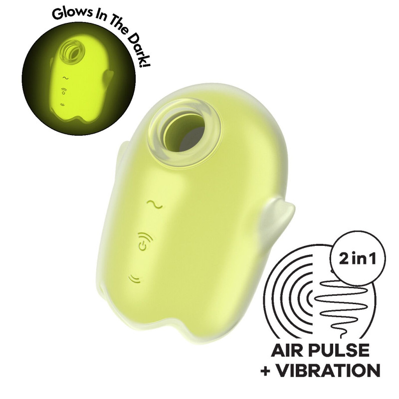 Вакуумный клиторальный стимулятор с вибрацией Satisfyer Glowing Ghost Yellow, светящийся в темноте Вакуумный клиторальный стимулятор с вибрацией Satisfyer Glowing Ghost Yellow, светящийся в темноте