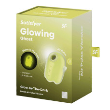 Вакуумный клиторальный стимулятор с вибрацией Satisfyer Glowing Ghost Yellow, светящийся в темноте