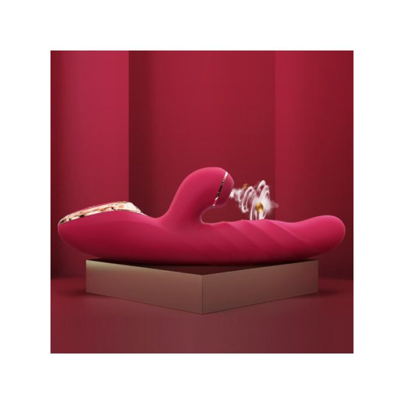 Вібратор-кролик з вакуумною стимуляцією і стволом, що обертається Kistoy A-King Max Червоний Вібратор-кролик з вакуумною стимуляцією і стволом, що обертається Kistoy A-King Max Червоний