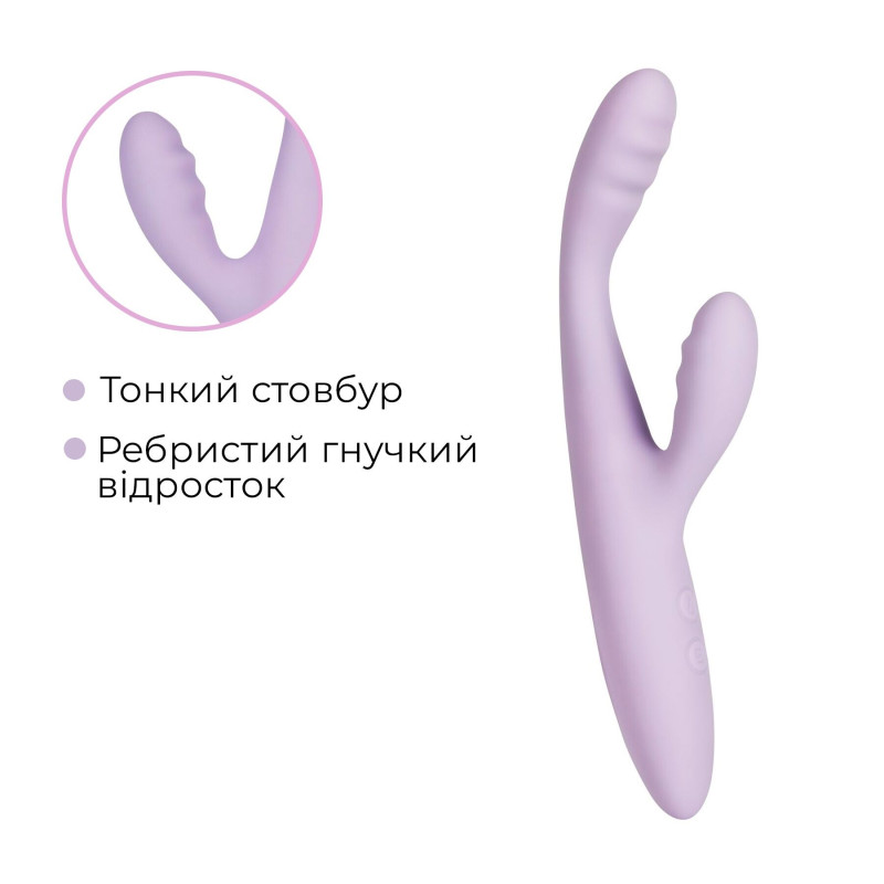 Тонкий кролик-вібратор Svakom Cici+ 2 Lilac, керування зі смартфона, підігрів до 38 °C