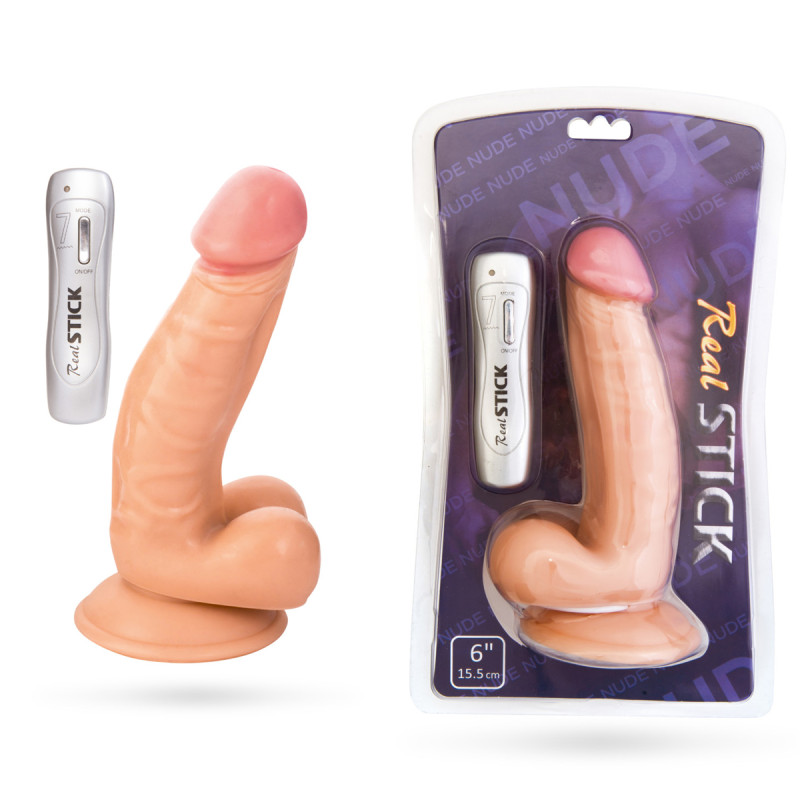 Вібратор Toyfa RealStick Nude 7 режимів вібрації 15,5 см Вібратор Toyfa RealStick Nude 7 режимів вібрації 15,5 см