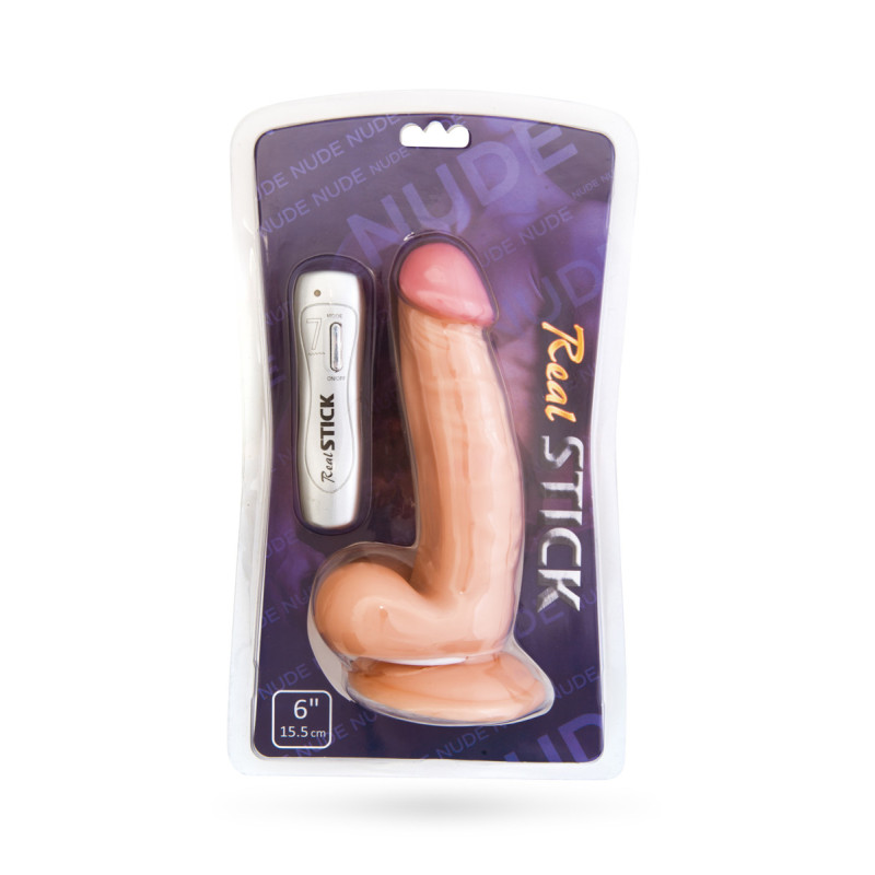 Вібратор Toyfa RealStick Nude 7 режимів вібрації 15,5 см Вібратор Toyfa RealStick Nude 7 режимів вібрації 15,5 см