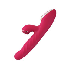 Вибратор-кролик с вакуумной стимуляцией и вращающимся стволом Kistoy A-King Max Красный