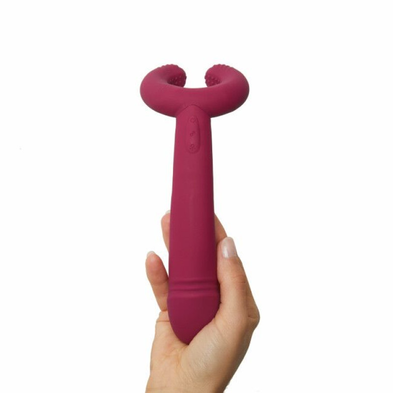 Вибратор для пар PLEASE ME - PLUM STAR с тремя моторами, гибкий Вибратор для пар PLEASE ME - PLUM STAR с тремя моторами, гибкий