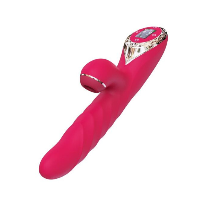 Вібратор-кролик з вакуумною стимуляцією і стволом, що обертається Kistoy A-King Max Червоний Вібратор-кролик з вакуумною стимуляцією і стволом, що обертається Kistoy A-King Max Червоний