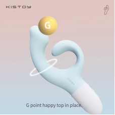 Вибратор-кролик для точки G KISTOY Big G Blue, изогнутый отросток, автоматический подогрев.
