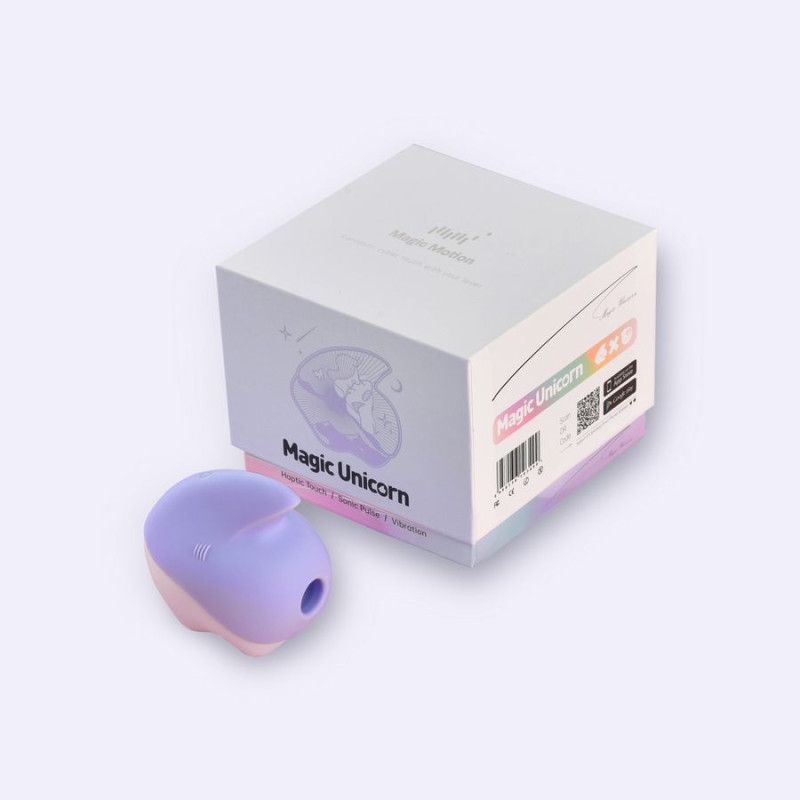 Вакуумний кліторальний смарт-стимулятор Magic Motion Unicorn Purple з вібрацією Вакуумний кліторальний смарт-стимулятор Magic Motion Unicorn Purple з вібрацією