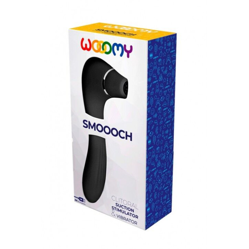 Вакуумный стимулятор с вибрацией Wooomy Smoooch Clitoral Suction & Vibration Black Вакуумный стимулятор с вибрацией Wooomy Smoooch Clitoral Suction & Vibration Black