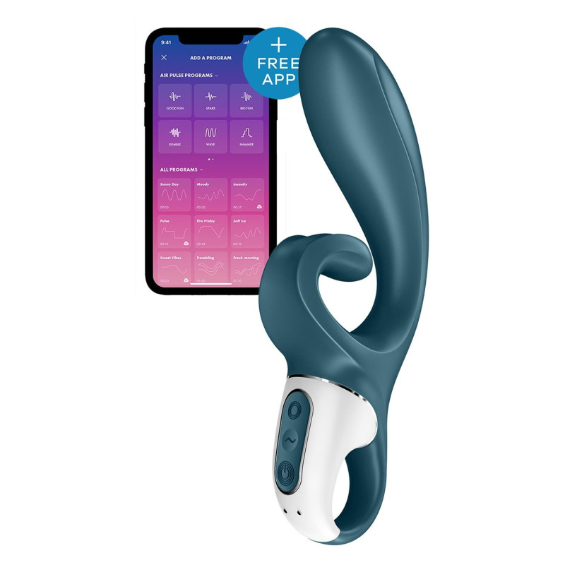 Смарт вібратор-кролик Satisfyer Hug Me Bluegrey, 2 мотори, діаметр 4,2см, широка кліторальна частина Смарт вібратор-кролик Satisfyer Hug Me Bluegrey, 2 мотори, діаметр 4,2см, широка кліторальна частина
