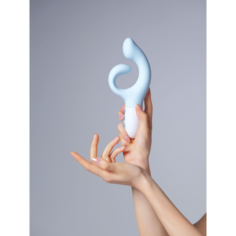 Вибратор-кролик для точки G KISTOY Big G Blue, изогнутый отросток, автоматический подогрев. Вибратор-кролик для точки G KISTOY Big G Blue, изогнутый отросток, автоматический подогрев.