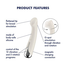 Вибратор с ротацией Satisfyer Spinning G-Spot 1 Beige, плоская площадка для стимуляции точки G