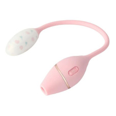 Виброяйце с вакуумным стимулятором KISTOY Cathy Mini на гибкой сцепке, подогрев