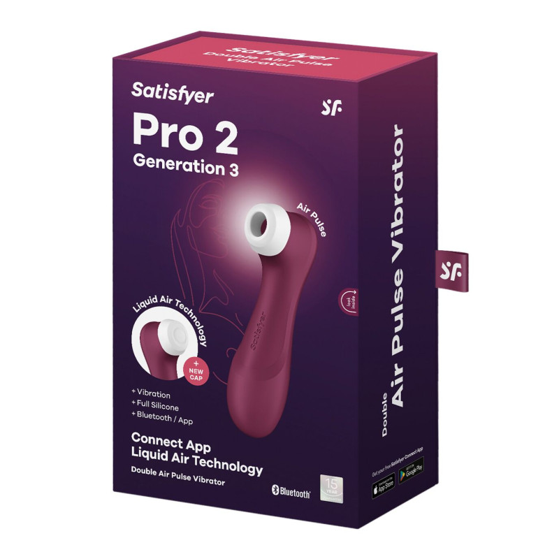 Вакуумний кліторальний стимулятор Satisfyer Pro 2 Generation 3 with Liquid Air Connect App Wіnе Red Вакуумний кліторальний стимулятор Satisfyer Pro 2 Generation 3 with Liquid Air Connect App Wіnе Red