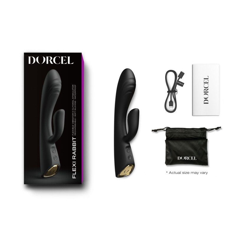 Вибратор-кролик с подогревом Dorcel FLEXI RABBIT BLACK, гибкий ствол Вибратор-кролик с подогревом Dorcel FLEXI RABBIT BLACK, гибкий ствол