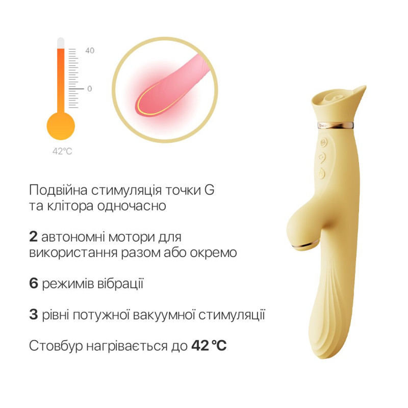 Вібратор з підігрівом та вакуумною стимуляцією клітора Zalo - ROSE Vibrator Lemon Yellow Вібратор з підігрівом та вакуумною стимуляцією клітора Zalo - ROSE Vibrator Lemon Yellow