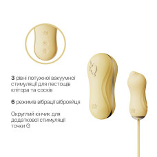 Набор 2в1 Zalo — UNICORN Yellow, виброяйцо + вакуумный стимулятор