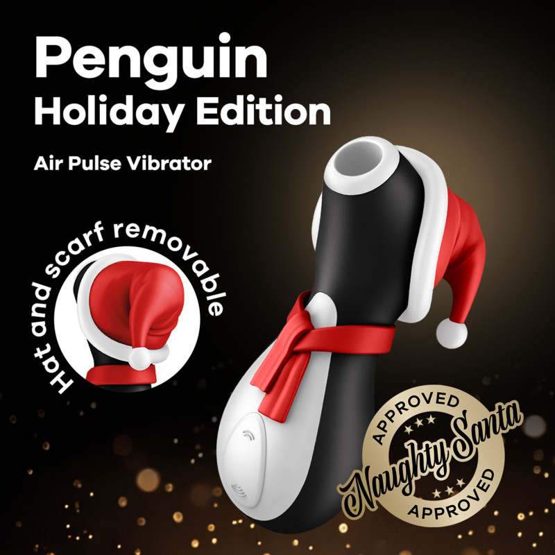 Вакуумный клиторальный стимулятор Satisfyer Penguin Holiday Edition в шапочке и шарфе Вакуумный клиторальный стимулятор Satisfyer Penguin Holiday Edition в шапочке и шарфе