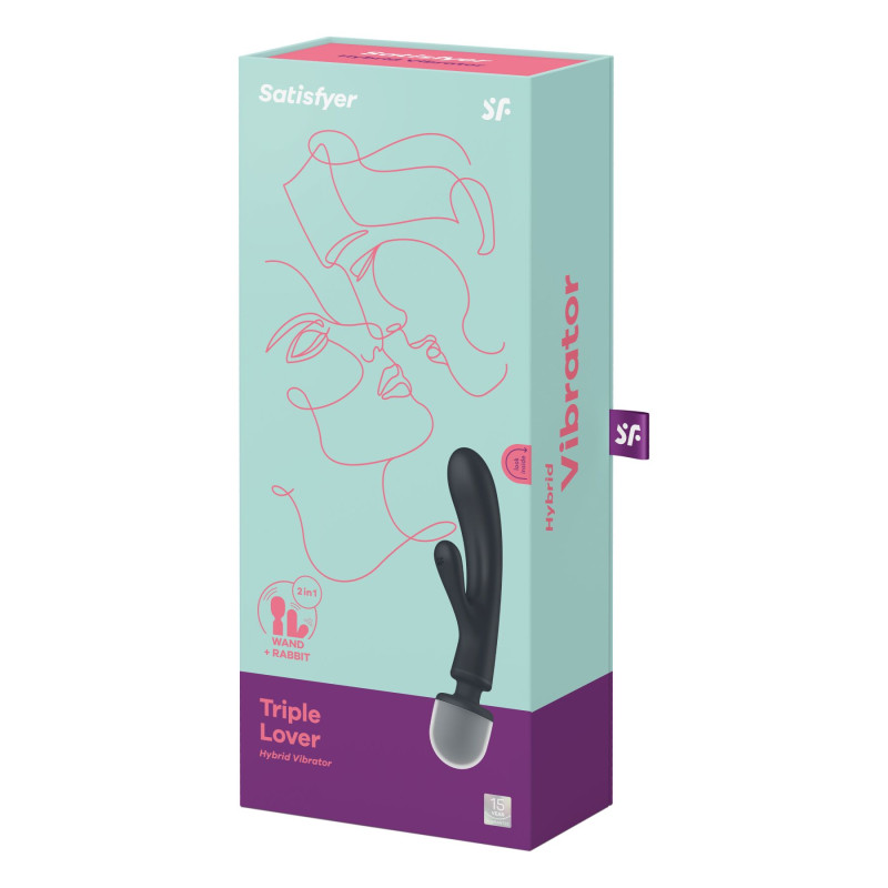 Вібратор-кролик з вібромасажером Satisfyer Triple Lover Grey, 3 мотори Вібратор-кролик з вібромасажером Satisfyer Triple Lover Grey, 3 мотори