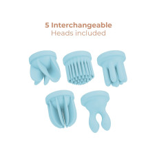 Вибратор Adrien Lastic Caress Blue с насадками для стимуляции вращающихся эрогенных зон.