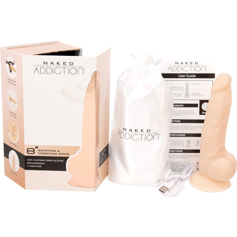 Фаллоимитатор с вибрацией и ротацией Naked ADDICTION James 8 Rotating & Vibrating Dong, пульт ДУ Фаллоимитатор с вибрацией и ротацией Naked ADDICTION James 8 Rotating & Vibrating Dong, пульт ДУ