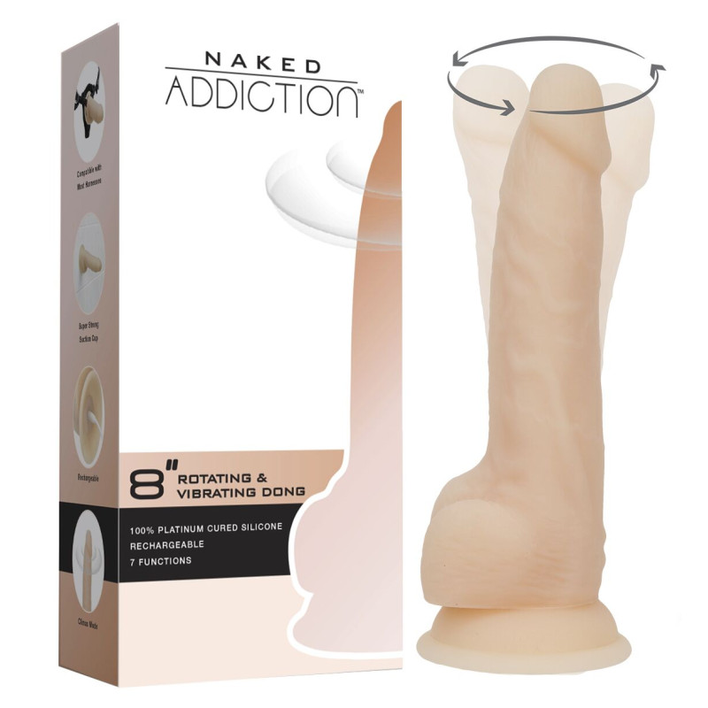 Фаллоимитатор с вибрацией и ротацией Naked ADDICTION James 8 Rotating & Vibrating Dong, пульт ДУ Фаллоимитатор с вибрацией и ротацией Naked ADDICTION James 8 Rotating & Vibrating Dong, пульт ДУ