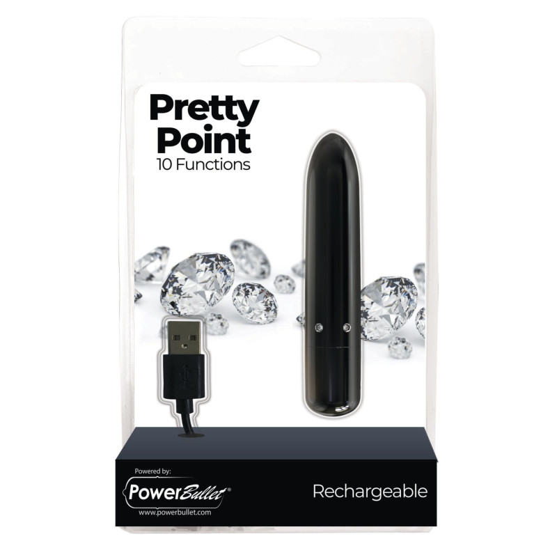 Виброшар PowerBullet - Pretty Point Rechargeable Bullet Black Виброшар PowerBullet - Pretty Point Rechargeable Bullet Black