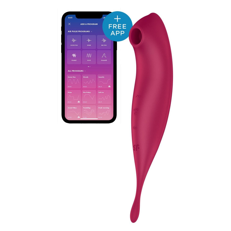 Смарт-вібратор для клітора з вакуумною стимуляцією Satisfyer Twirling Pro+ dark red Смарт-вібратор для клітора з вакуумною стимуляцією Satisfyer Twirling Pro+ dark red