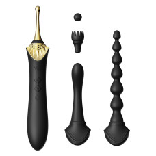 Мультифункциональный вибратор Zalo — Bess 2 Obsidian Black, 4 насадки, подогрев.