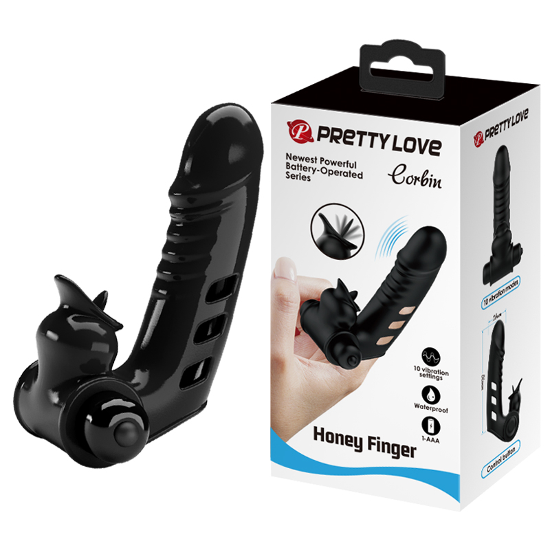 Насадка на палець Pretty Love Corbin Finger Vibrator Black Насадка на палець Pretty Love Corbin Finger Vibrator Black
