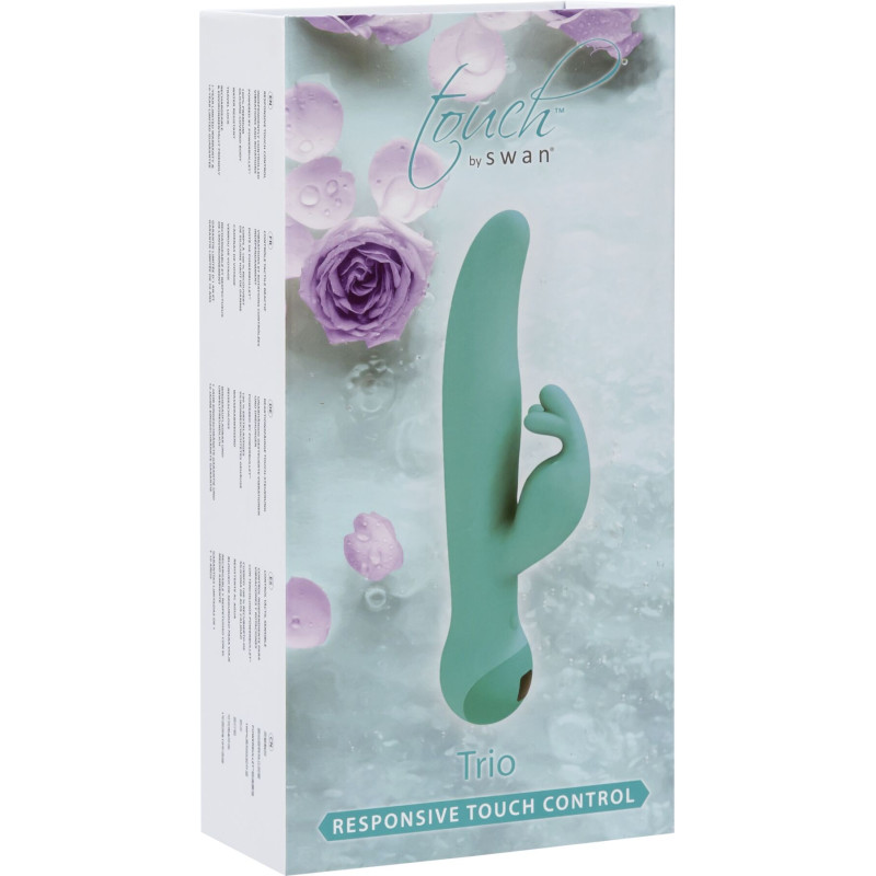 Вибратор-кролик Touch by SWAN - Trio Teal, сенсорное управление, ротация, диаметр 3,8 см