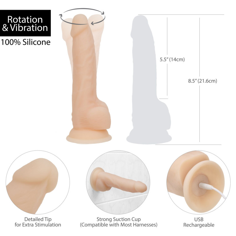Фаллоимитатор с вибрацией и ротацией Naked ADDICTION James 8 Rotating & Vibrating Dong, пульт ДУ Фаллоимитатор с вибрацией и ротацией Naked ADDICTION James 8 Rotating & Vibrating Dong, пульт ДУ