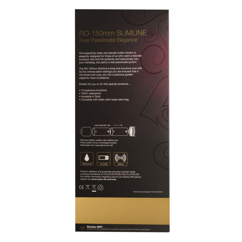 Вибратор Rocks Off RO-150 ммm Slimline 10 Золотой Вибратор Rocks Off RO-150 ммm Slimline 10 Золотой