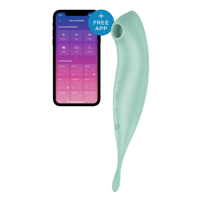 Смарт-вибратор для клитора с вакуумной стимуляцией Satisfyer Twirling Pro+ Mint Смарт-вибратор для клитора с вакуумной стимуляцией Satisfyer Twirling Pro+ Mint