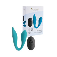 Двойной вибратор S Pleasures Premium Delight, бирюзовый, для клитора и точки G, 10 режимов