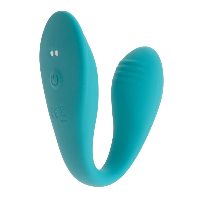 Подвійний вібратор S Pleasures Premium Delight, бірюзовий, для клітора та точки G, 10 режимів Подвійний вібратор S Pleasures Premium Delight, бірюзовий, для клітора та точки G, 10 режимів