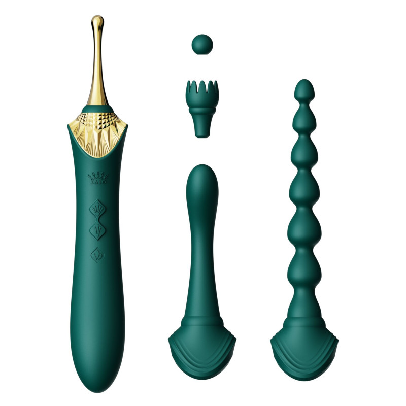 Мультифункциональный вибратор Zalo — Bess 2 Turquoise Green, 4 насадки, подогрев. Мультифункциональный вибратор Zalo — Bess 2 Turquoise Green, 4 насадки, подогрев.
