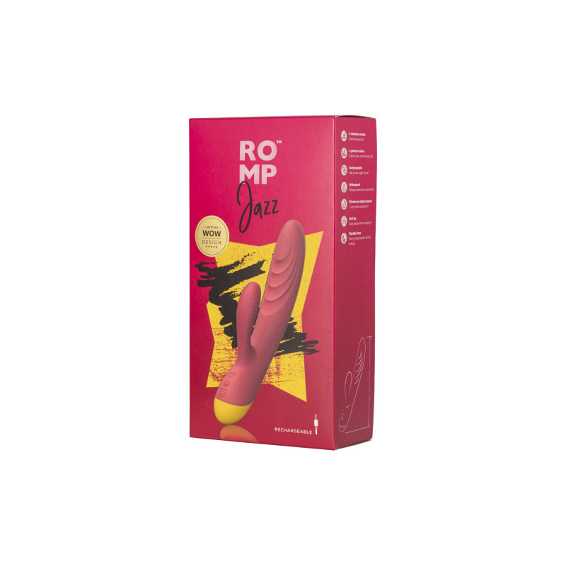 Вібратор-кролик Romp Jazz, гнучкий, особливо м’яка головка, 10 варіантів стимуляції Вібратор-кролик Romp Jazz, гнучкий, особливо м’яка головка, 10 варіантів стимуляції