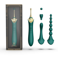 Мультифункциональный вибратор Zalo — Bess 2 Turquoise Green, 4 насадки, подогрев.