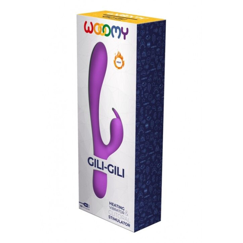 Вибратор-кролик Wooomy Gili-Gili Vibrator with Heat Purple, отросток с ушками, подогрев до 40°С Вибратор-кролик Wooomy Gili-Gili Vibrator with Heat Purple, отросток с ушками, подогрев до 40°С