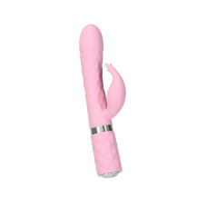 Роскошный кролик с ротацией и вибрацией Pillow Talk Lively Pink, кристалл Сваровски
