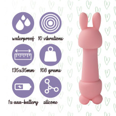 Мини-вибратор FeelzToys Mister Bunny с двумя насадками Розовый