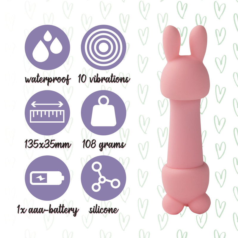 Мини-вибратор FeelzToys Mister Bunny с двумя насадками Розовый Мини-вибратор FeelzToys Mister Bunny с двумя насадками Розовый
