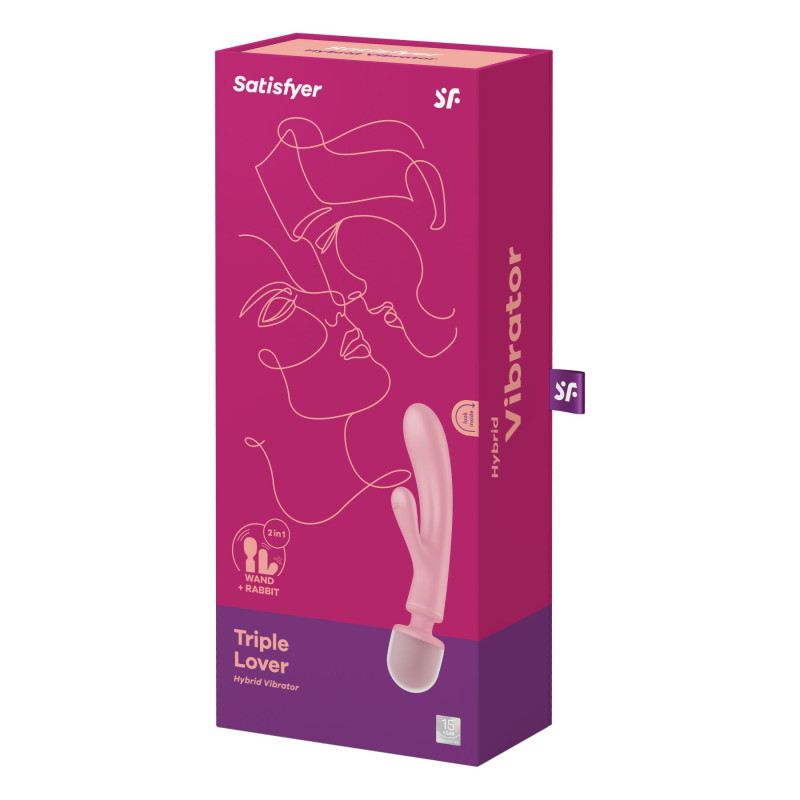 Вібратор-кролик з вібромасажером Satisfyer Triple Lover Pink, 3 мотори Вібратор-кролик з вібромасажером Satisfyer Triple Lover Pink, 3 мотори