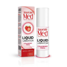 Лубрикант с эффектом вибрации Amoreane Med Liquid Vibrator Strawberry 30 мл