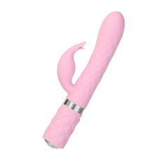 Роскошный кролик с ротацией и вибрацией Pillow Talk Lively Pink, кристалл Сваровски