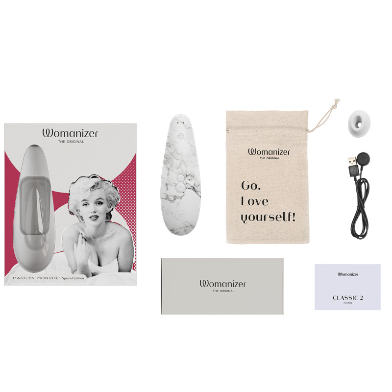Вакуумный стимулятор клитора Womanizer Marilyn Monroe White Marble Вакуумный стимулятор клитора Womanizer Marilyn Monroe White Marble