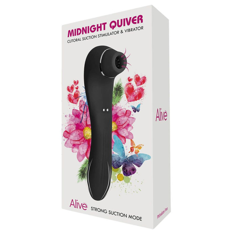 Вібратор і вакуумний стимулятор Alive Midnight Quiver Black - іграшка 2 в 1 Вібратор і вакуумний стимулятор Alive Midnight Quiver Black - іграшка 2 в 1