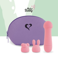 Мини-вибратор FeelzToys Mister Bunny с двумя насадками Розовый