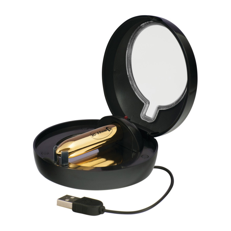 Вібратор Rocks Off Re-Chargeable RO-80 мм Золотий/Чорний Вібратор Rocks Off Re-Chargeable RO-80 мм Золотий/Чорний