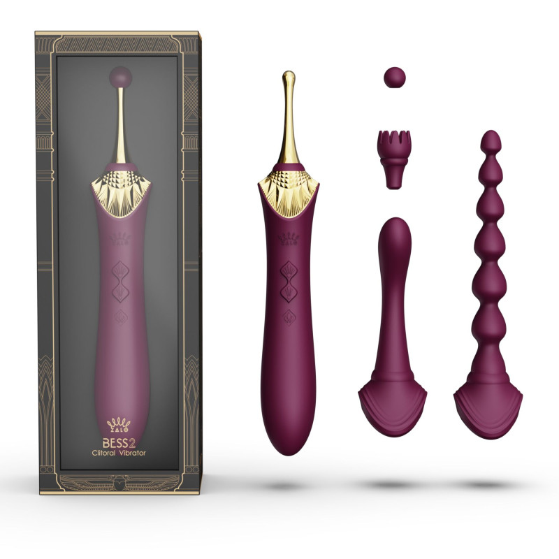 Мультифункциональный вибратор Zalo — Bess 2 Velvet Purple, 4 насадки, подогрев Мультифункциональный вибратор Zalo — Bess 2 Velvet Purple, 4 насадки, подогрев